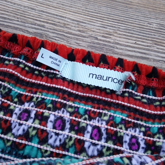 Boho Colorful Flowy Eccentric Patterned Strapless Top - Picture 5 of 10